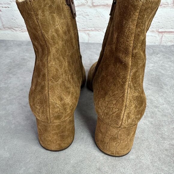 AGL Embossed Suede Block Heel Zip Ankle Boots Italy 36.5 - Picture 5 of 12